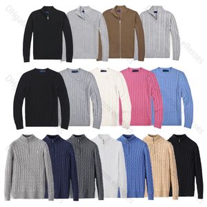 Designer Mens tröja halv blixtlås Polo High Neck Full Dragkedja Pullover Warm Fleece Knitwear