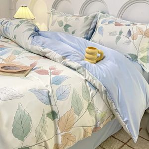 2024 Satin Bedding Set Rayon Peed Cover Single Double Queen King Size Kit Designer Summer Ice Line 240420