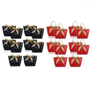 Shopping Bags 20 Pcs Gift Bag With Handle Paper Party Favor Present Wrap Snack Bow Ribbon Black & Red