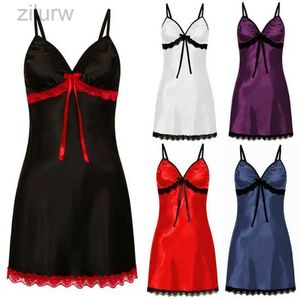 Seksowna piżama seksowna odzież do snu Kobiety Koronkowy jedwabny satynowy sukienka nocna nocna nocna nocna koszulka nocna plus size 3xl Nightdress Summer Nightwear D240425