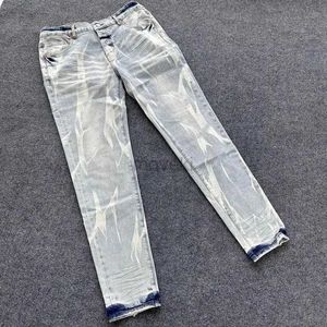 Herrbyxor herr casual byxor gata mode jeans vintage tvättad mager denim manlig botten amerikansk stil cyklist byxor smala passformar d240425