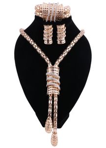 Neues Brautschmuck Set Goldcolor Crystal Halskette Ohrration Armband für indische Frauen039s Kleidung Schmucksets Geschenk2384704