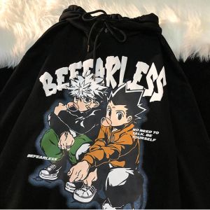 Sweatshirts Y2K 90s Hunter X Hunter Killua Zoldyck Devil Eye Print Anime Hoodies Unisex Streetwear Kawaii Hisoka Sweatshirt Manga Hoody