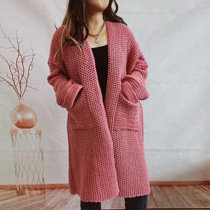 Kvinnors stickor Långjacka Kinted Cardigan Women Autumn Spock Fick Crochet Loose Sleeve Winter Sweater 2024 Varm Jumper Coat Cardigans