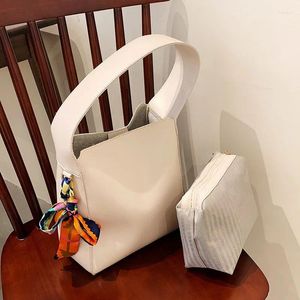 Drawstring Women's Bag Female Designer Simple Soft Top Bolsas White Summer Fashion Korean Quality Shoulder Bags for Women Handbag 2024