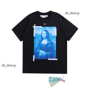 オフホワイトシャツメンズTシャツXiaChaoブランドOw Ow Off Mona Lisa Oil Painting Arrow半袖男性と女性カジュアル大きなルーズTシャツ922