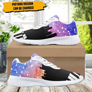 Casual Shoes Piano Keys Musical Notes House Print Breattable Women Cozy Absorbering Non-Slip Ladies Sneaker för utomhus