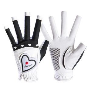 Handskar 1Pair Kvinnor Golfhandskar Fingerlösa mjuka sporthandskar damer Girl Granules Antiskid Glove vänster och höger eleganta vantar