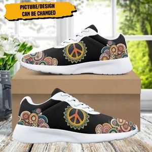 Casual Shoes Fashion Peace Love Mandala mönster Sneaker Women Flats varumärkesdesigner unisex andningsbar springa för utomhus gym atletisk