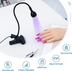 Satser LED -nagelbelysningstork UV -lampa Ultraviolet Flexibel Clipon Desk Mini USB UV Gel härdning Desk Lamp Manicure Pedicure Salon Tools #