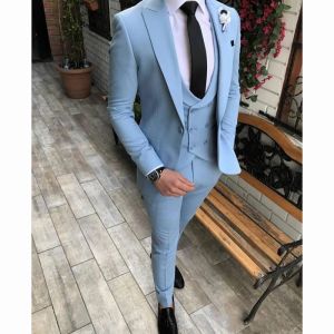 Giacche 3 pezzi da uomo in abiti da sposa da sposa da sposa classica Classic Fit Picked Prom Party Dinner Maschio (giacca+gilet+pantaloni)