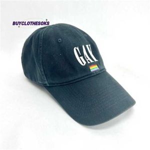 Letra Bordado Caps de Hip Hop Male Male Punk Baseball Hats Blnciaga LGBTQ Bandeira Pride 2021 Chapéu de beisebol preto L Authentic Unissex Novo