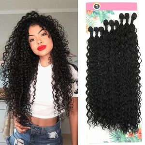 Synthetische Haare Bündel Curly S für Frauen 9pcsset Langgewebe hitzebeständiges Fasern Weben für Frau 240410