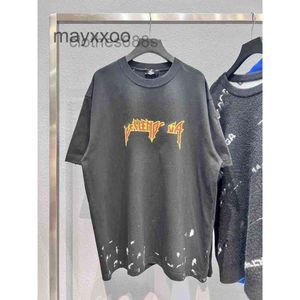 Men's Shirts designer Balencgs t shirt Sweaters Quality High Version Lightning Letter Splash Printing Heavy Industr W87H 9VGH