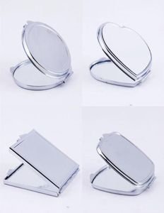 New Silver Pocket Thin Compact Mirror Blank Round Heartshaped Metal Makeup Mirror DIY Costmetic Mirror Wedding Gift9923907