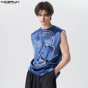 Men Tank Tops Satin Printing okrągły rękaw