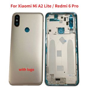 Çerçeveler Xiaomi Mi A2 Lite Redmi 6 Pro Pil Kapağı Arka Kapı Gövdesi Kamera lensli+Güç Hacmi Düğmesi