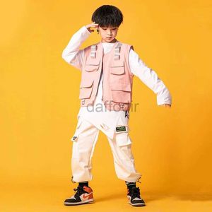 Bühne Wear Kids Hip Hop Kostüme Ballsaal Wear für Mädchen Jungen Tanzkleidung Street Dance Bühnenbühne Tanzkleidung Jazz T -Shirt Weste Jogger D240425