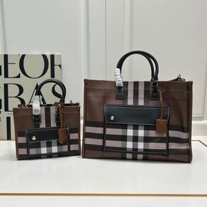 Luxury Designer Bags Freya Classic Birch Brown Plaid Tote Bag Mirror Quality Women's Crossbody Bag Shopping Bag Business Leisure Fashion Shoulder Bag