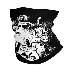 Fashion Face Masks Neck Gaiter Route 66 Big Rig Truck US Flag Bandana Neck Gaiter Printed Balaclavas Mask Scarf Cycling Running for Men Women Adult Breathable Y240425