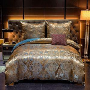 Jacquard Satin Duvet Cover Bed Euro Bedding Set for Double Home Textile Luxury Pillowcases Bedroom Comforter 230x260 No sheet 240425