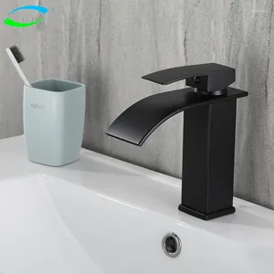 Rubinetti del lavandino del bagno rubinetto nero e acqua a manico singolo Accessori per rubinetti a cascata con tubo libero