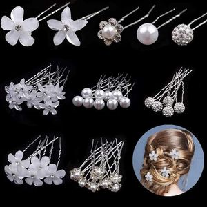 Hochzeitshaarschmuck 20pcs Frauen U-förmige Stecknadel Metall Barrette Haarclips Haarnadel Simulierte Perle Braut Tiara Haarzubehör Hochzeit Frisur Werkzeuge D240425