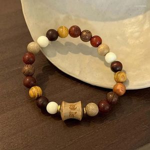 Charm armband vintage naturligt sandelträ bodhi bambu pärlstav armband för kvinnor män enkel retro handsträng yogabalans smycken