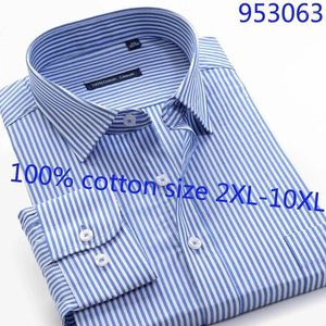 Men's Dress Shirts Fashion Long Sleeve Men Cotton Super Large Striped Casual Shirt Plus Size 42-50 2XL-10XL
