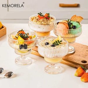 Tumblers 1/2PCS Origami Style Glass Cup Ribbed Pudding 10oz Dessert Cups Perfect For Ice Cream Fruits Salads Cocktails Muffins H240425