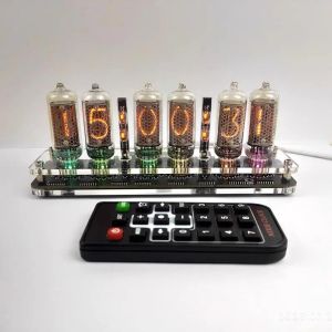 Clocks GHXamp 6bit IN8 Glow Tube Clock IN8 Nixie Clock LED Ambient light Remote Control Advanced Edition USB 5V