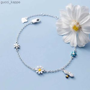 Łańcuch 925 Sterling Silver Tassel Zircon Daisy Bee Bransoletka Bransoletka dla kobiet Party Party Wedding Trendy Jewelry Akcesoria