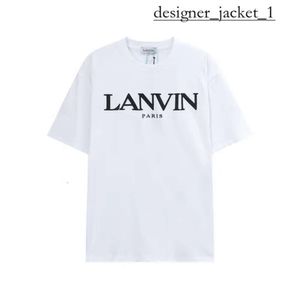 Lanvis Herren SS 24 Designer T -Shirt -Shorts Trendy und Frauen Beige Speckle Alphabet Print Trendy Lanvis Curb Casual Lose Halbärmel weiße Lanvis Shirt 4063