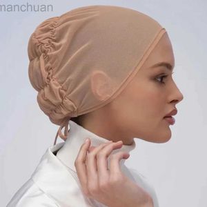 Hijabs Breathable Hijab Undercap Summer HeadCover Instant Mesh Bonnet Hijabs for Women Muslim Turbans Inner Cap Thin Muslim Women Hijab d240425