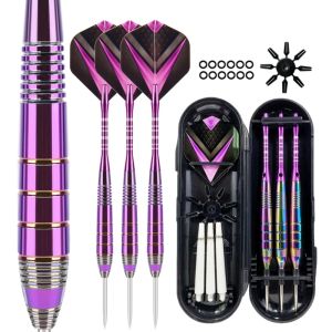 Dardos 3pcs 22g Dica de aço Darts Define o voo de Pet Standard Pet, Darts de alumínio Eixos de aço com caixa de armazenamento para iniciantes