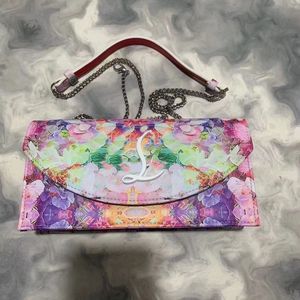 Designer Bolsa de rebite de alta qualidade Couro de fundo vermelho cor de flores de flores Pintura de óleo