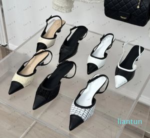 2024 Sandals Women Elastic Back Strap Heel Pumps Mule Dress shoes Party Mujer