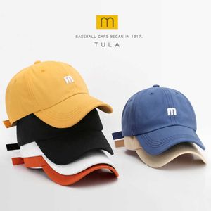 Ball Caps Hat M letter embroidered cap mens versatile curved brim cotton soft top sunshade hat fashion simple female baseball H240425