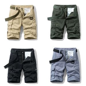 Mężczyźni Summer Cargo Shorts Pure Cotton Casual Fashion Kolor Wysokiej jakości spodnie uliczne 210713