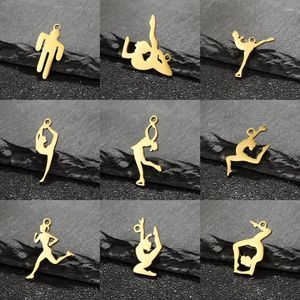 Charms 5st/Lot Gymnast Sports rostfritt stål för flickor halsband hängsmycken skapelse diy dingle kawaii prydnad