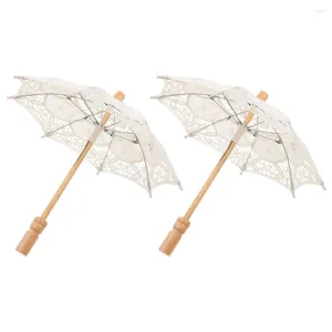 Parasol 2 szt. Bawełniany parasol ślub White Biała parasol dla pary dla panny młodej dziewczyny vintage koronki