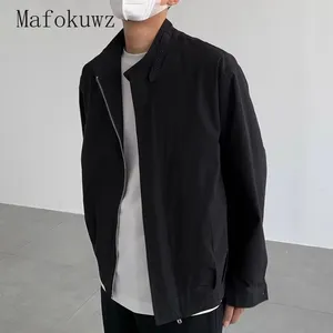 Giacche da uomo Autunno Simple Stand Collar Black Black Casual Street Casta personalizzato Tops Tops Over -Coat Mash Mash