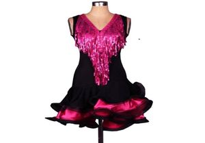 Abito da ballo latino Fringe Women Stage Wear Samba Prom Dress Salsa Dance Competition Dresses Tango Ballroom D0528 Custiture1886900