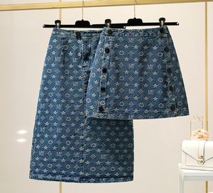 2021 Autumn Summer Nuovo Design Donne039s High Waist Aline Denim Jeans Lettera Jacquard Short Skirt Plus Times SMLXLXXL9980730