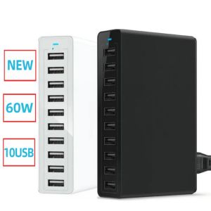 Chargers 60W 10Port USB Charger per iPhone iPad Kindle Samsung Xiaomi Station Dock Multi USB Charge Charger Desktop Caricamento cellulare