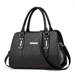 Kvällspåsar Rhombus Mönster Tygväska för kvinnor Faux Leather Crossbody Fashion Office Work Satchel Purse