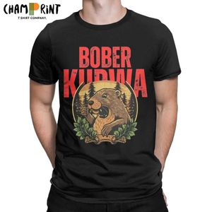 T-shirt maschile maschile bober kuwa beaver bobr jakie bydle camicie divertenti 100% top di cotone in cotone tops umoristico a maniche corte time da equipaggio taglie forti t-shirt t240425