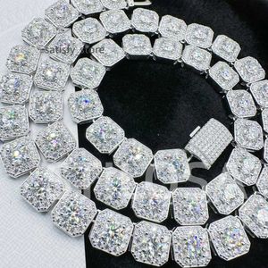 10mm/12mm Custom Size Rock-Candy Tennis Necklace Hip Hop Necklace 6mm 5.5mm VVS Moissanite Chain With 925silver For Men