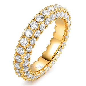 Eternity 14K Gold Lab Diamond Finger Pierścień 925 Srebrna impreza Weddna Pierścienie dla kobiet mężczyzn Prezent zaręczynowy Prezent biżuterii