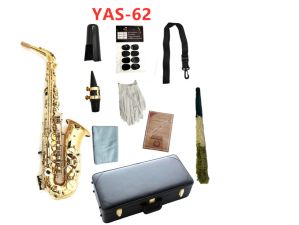 Saxofone novo Yas62 Alto Saxofone E Eletroforese plana Gold Bated Professional Musical Instrument com frete grátis de estojo